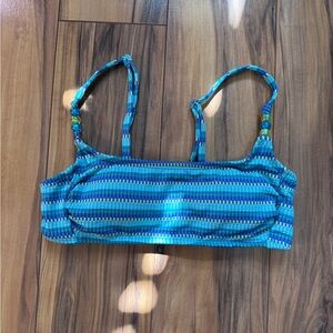 Wild Fable Blue & Teal Striped Swim Top